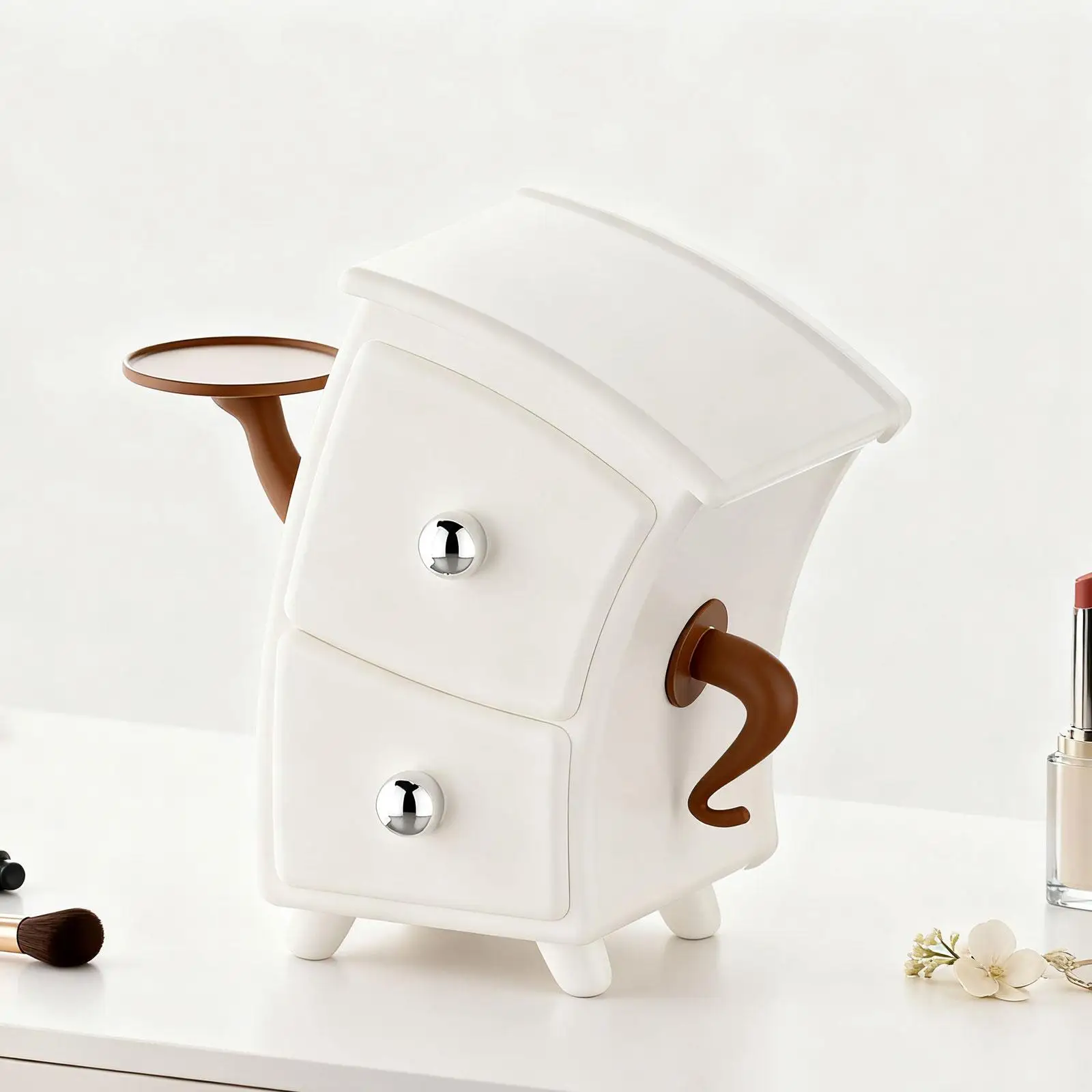 منظم منتفخ مستحضرات التجميل، درج منظم مستحضرات التجميل، صندوق تخزين المجوهرات ذو الشكل الفريد، صندوق مكياج للمشبك