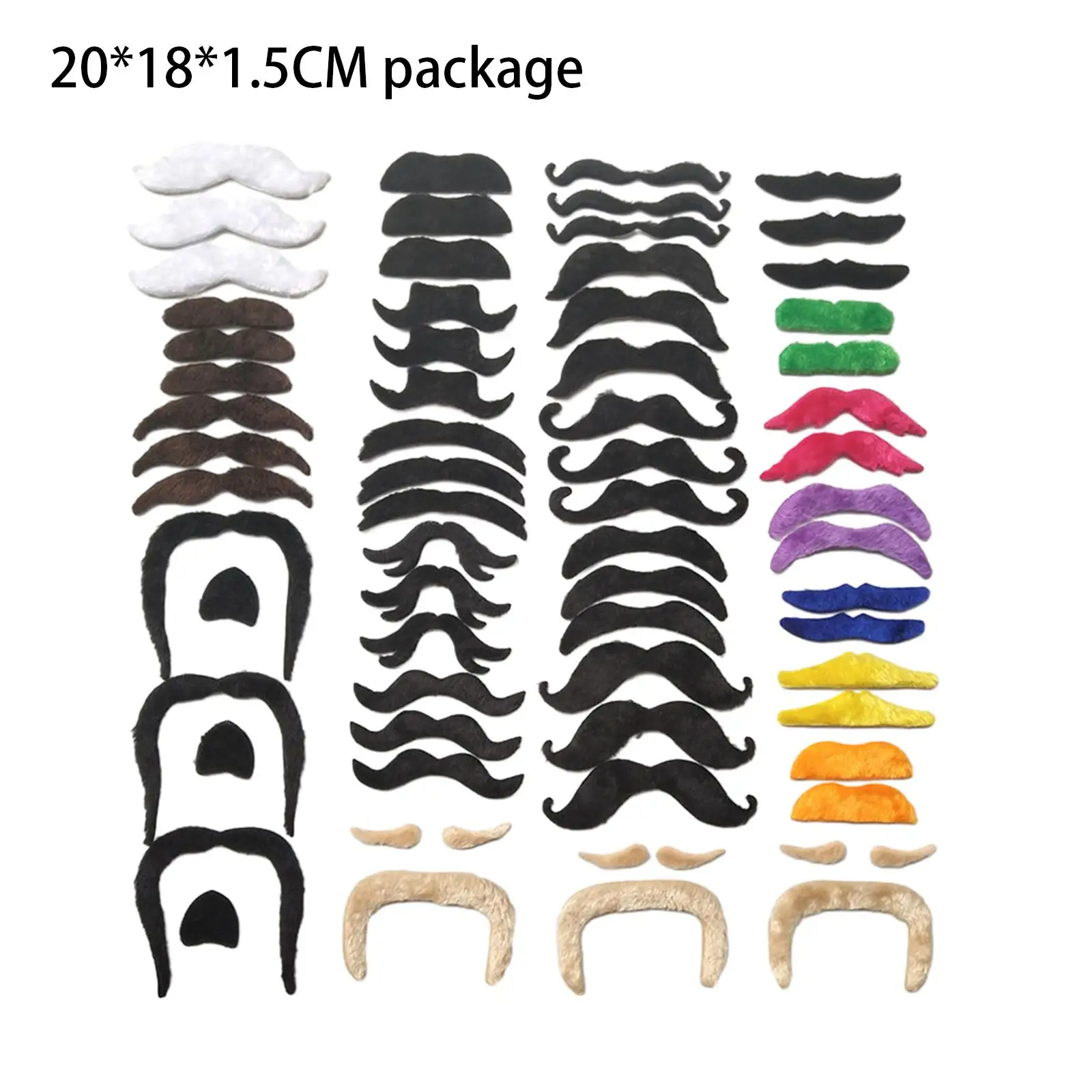 66x Fake Mustaches Hairy Beard Kids Adults 24 Designs Fake Beards Costume