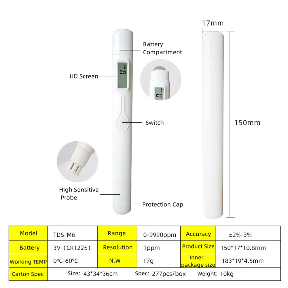 TDS Tester Pen Water Quality TDS Meter Household Direct Drinking Aquarium Laboratory Water Quality Test