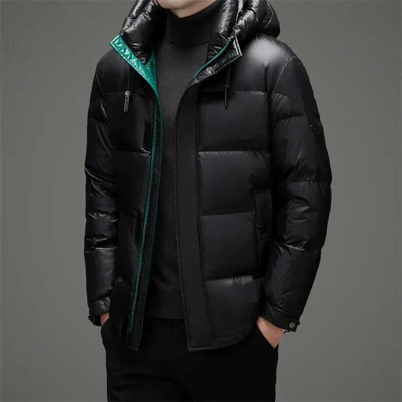 YEAE Winter Thick Warm Down Jacket Men\'s Shiny Wash-free Jacket New Winter Wear Hooded Short Clothes