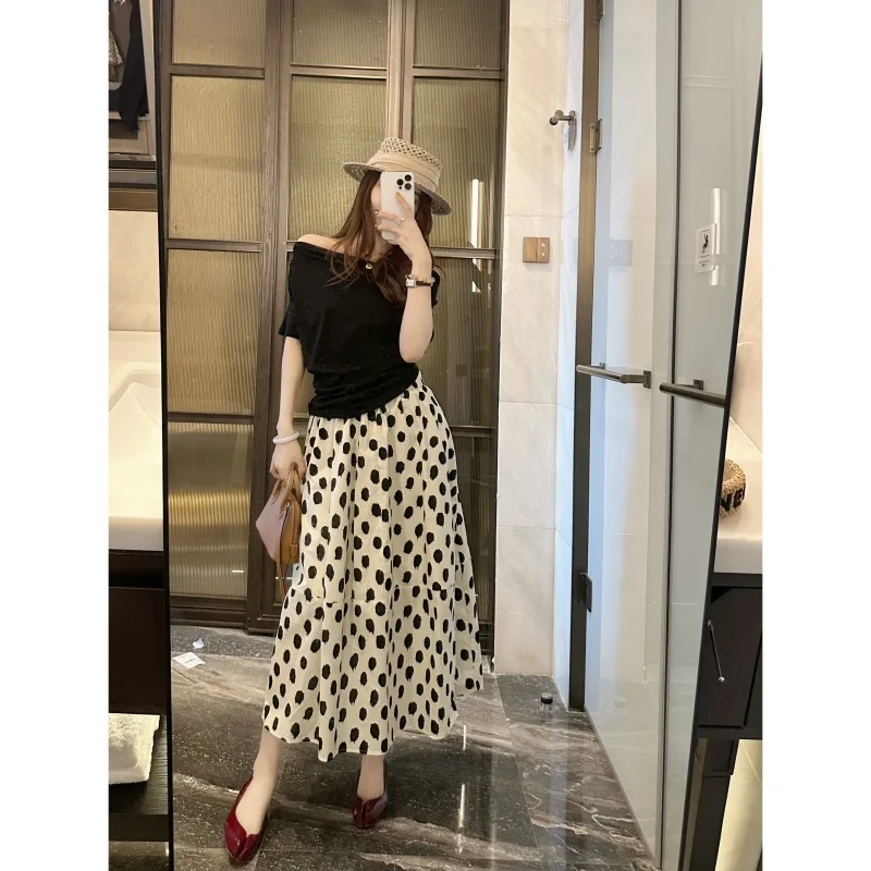 

Fashionable Pure Color Shoulder-Off Design Short Sleeve T-Shirt Women's Slim Fit Style Other 100% Fabric Summer 2025