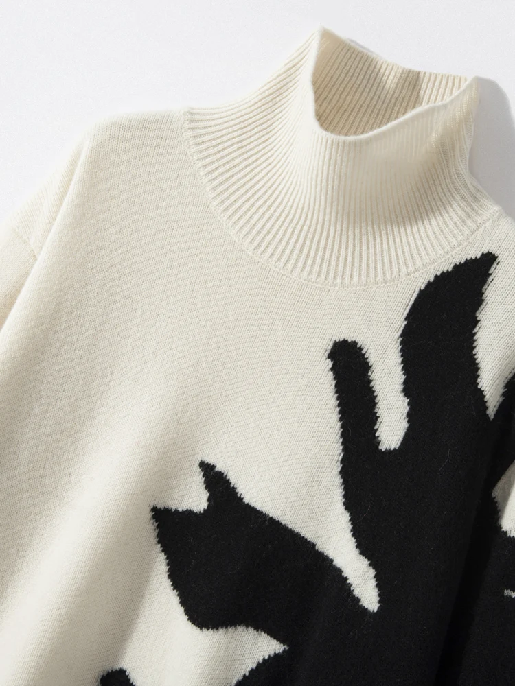 

Women Autumn Winter High Quality Turtleneck Pullover 100% Cashmere Sweater Casual Loose Style Knitwear Korean Popular Tops