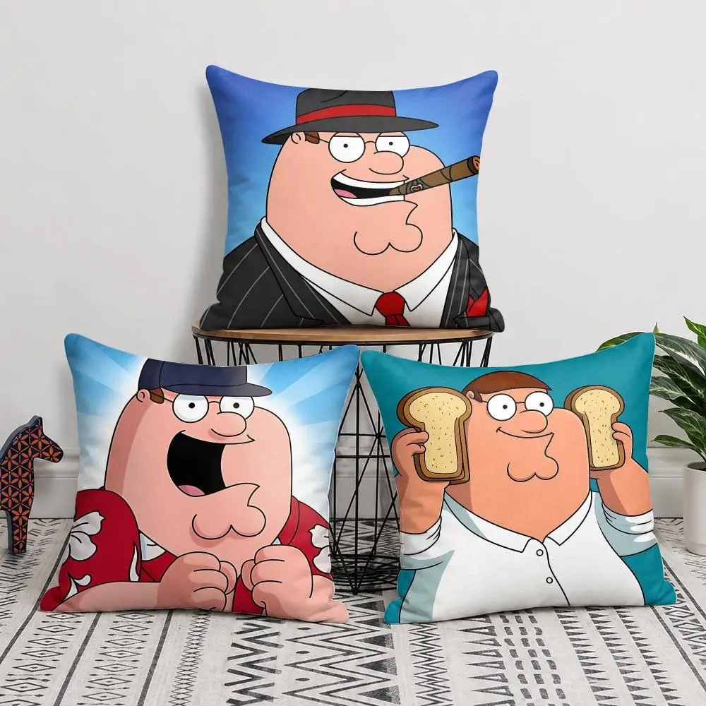 F-Family Guy Peter Cushion Cover Silky Short Plush Invisible Zipper Dustproof Sofa Pillow Case For Home Decor