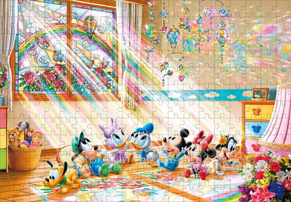 Disney Mickey Mouse Donald Duck Jigsaw Puzzles 300/500/1000 Pieces Cartoon Wooden Puzzle Children's Educational Toys Collections