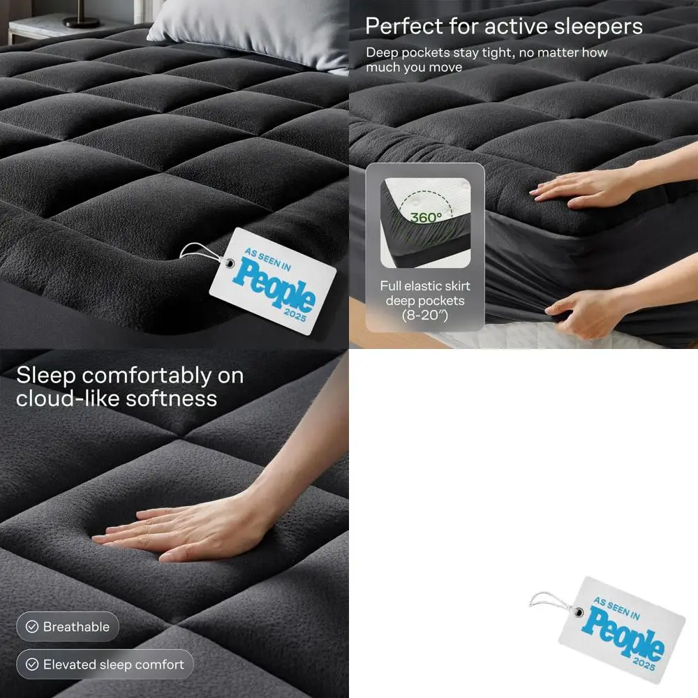 

Bamboo Viscose King Size Mattress Topper - Plush Pillow Top for Back Pain Relief and Cooling Comfort