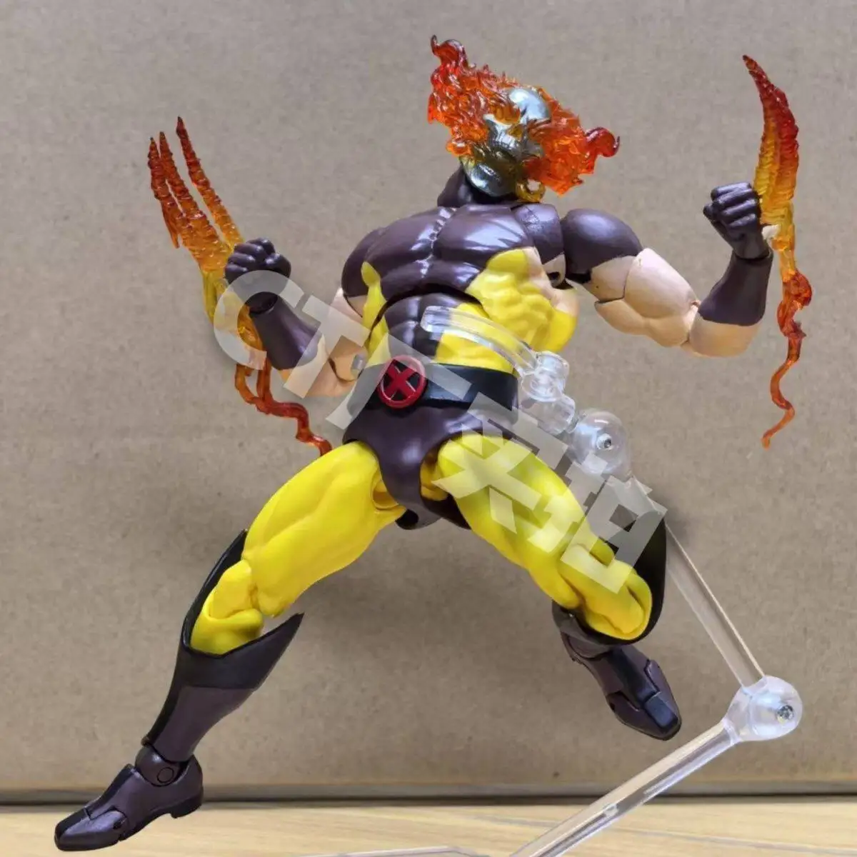 Ct Toys X-Men Logan Hellfire Ghost Rider Wolverine Posable Action Figure With Fire Skull Head Flame Claw Accessories Collectible