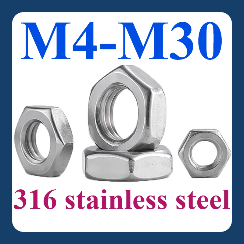 

M4 M5 M6 M8 M10 M12 M14 M16 M18 M20 M22 M24 M27 M30 316 Standard Hexagon Thin Nuts Grade 6.8 Lock Nuts