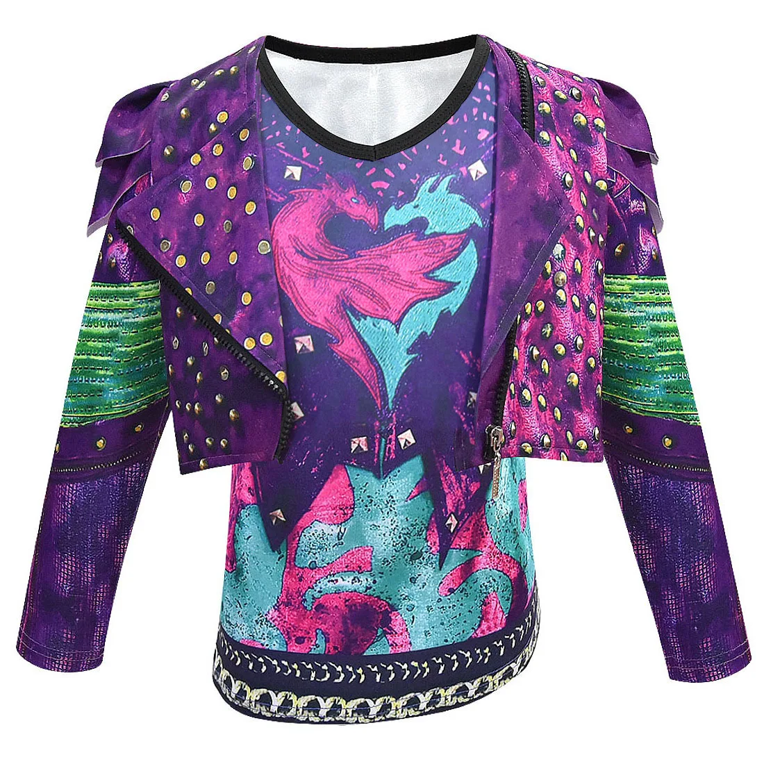 الفتيات D-الانسدادات 3 مال زي 5 قطعة مجموعة إيفي تأثيري حلي الطفل فانتازيا هالوين الملابس شعر مستعار عيد ميلاد زي حفلة تنكرية