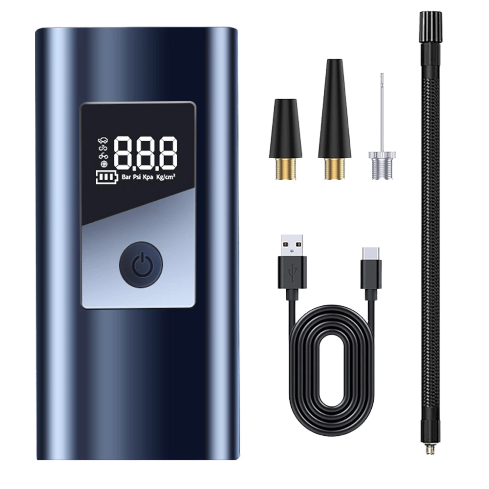 منفاخ إطارات كهربائي 3000 مللي أمبير بطارية مضخة هواء محمولة شاشة الكريستال السائل منفاخ إطارات لاسلكي يناسب سيارة دراجة نارية دراجة وكرة