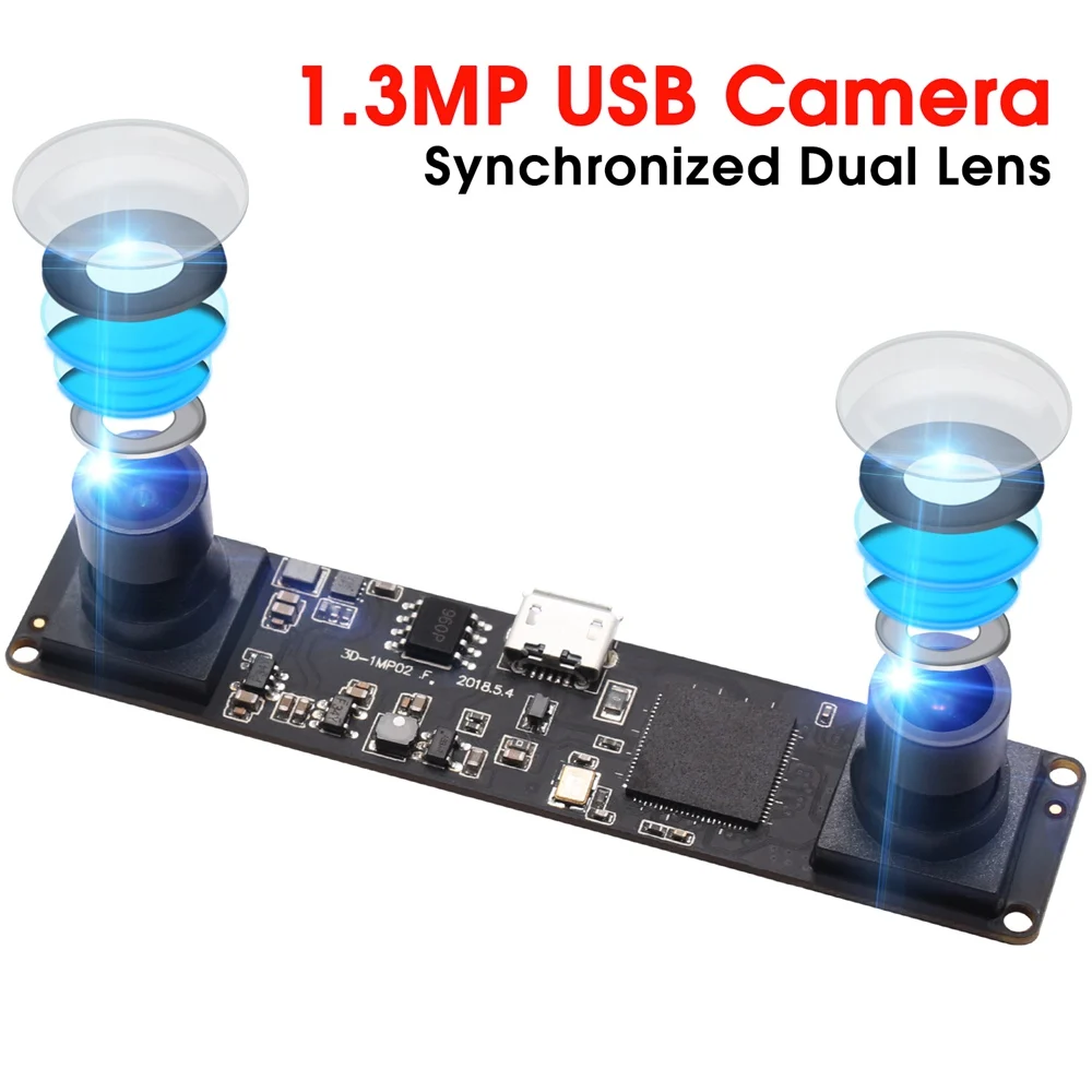 

ELP USB Camera Synchronous Dual Lens USB Industrial Camera Real-time High Speed 60fps 960P Webcam for Stereo 3D VR application