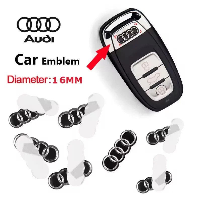 14/16mm Auto-Fernbedienungsschlüssel-Aufkleber Aluminium-Emblem Dekorations-Abziehbild für Audi A1 A2 A3 A4 A5 A6 A7 A8 Q2 Q3 Q4 Q5 Q6 Q7 Q8 RS3 RS7 TT