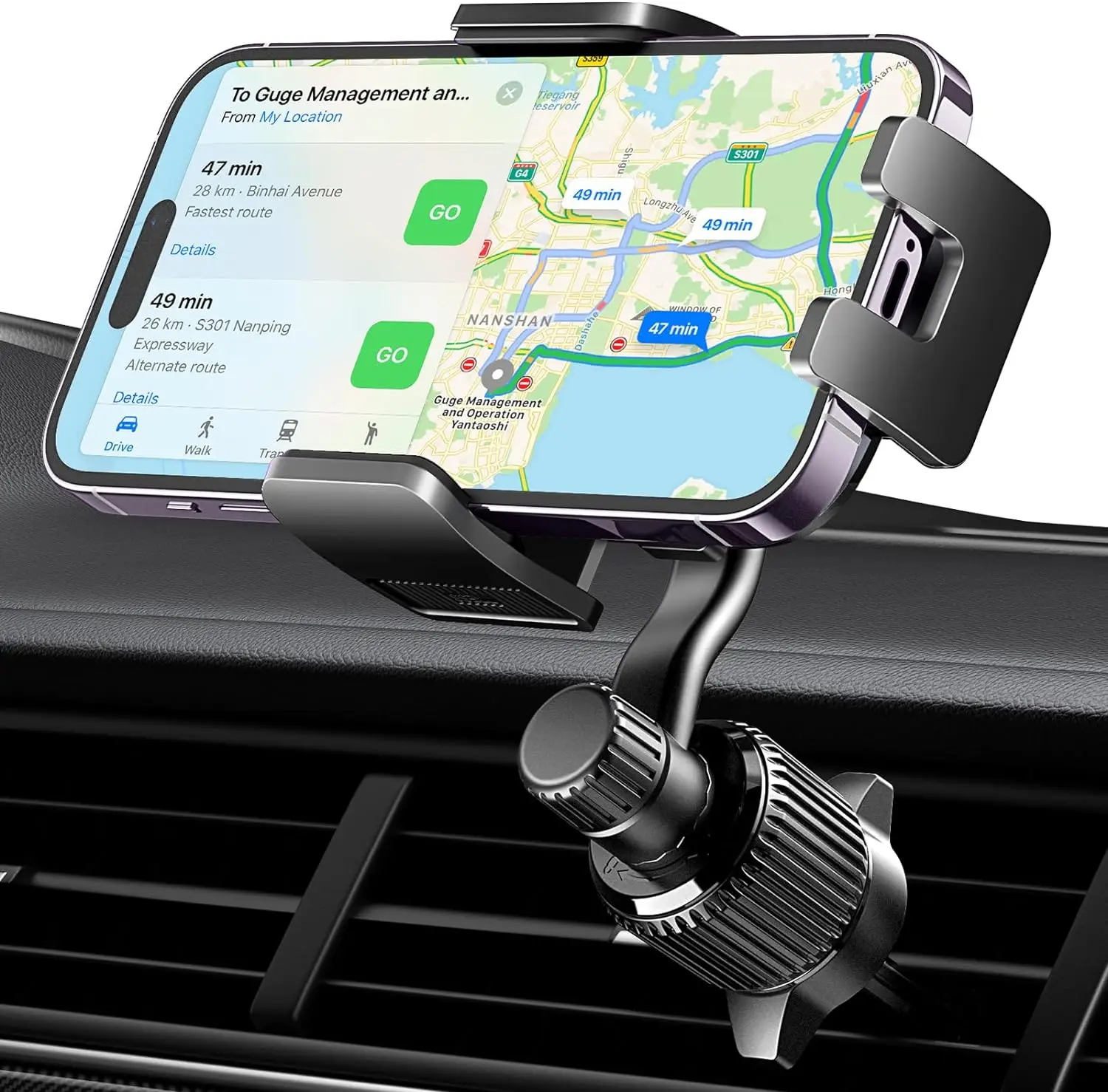 UGREEN Supporto per telefono per auto con braccio oscillante Non blocca la presa d'aria Supporto per telefono per auto Morsetto più ampio Clip Supporto per telefono cellulare Presa d'aria