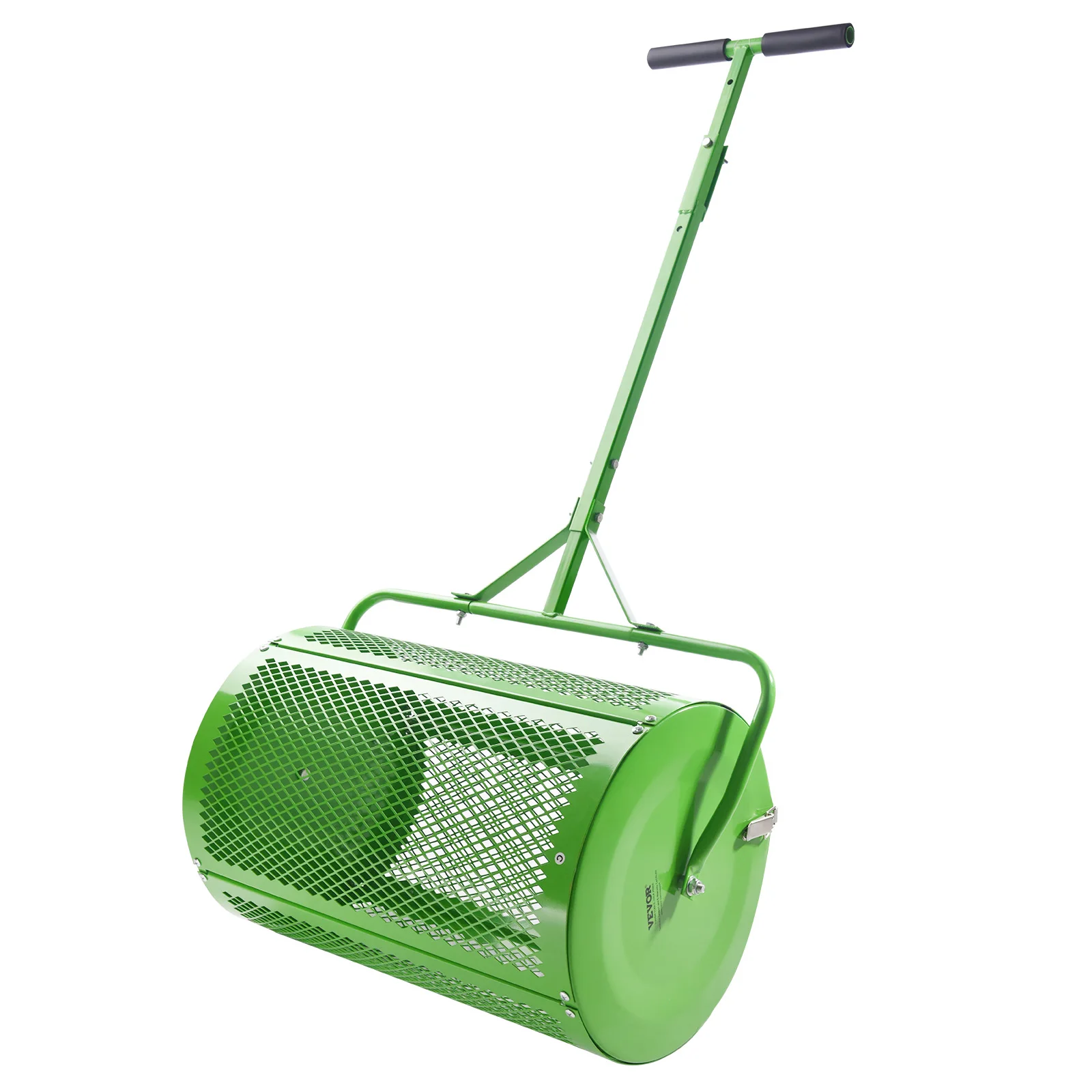 VEVOR Compost Spreader and Peat Moss Spreader 24 in Push/Tow-Behind Roller Lawn Spreader with Height Adjustable T Shaped Handle