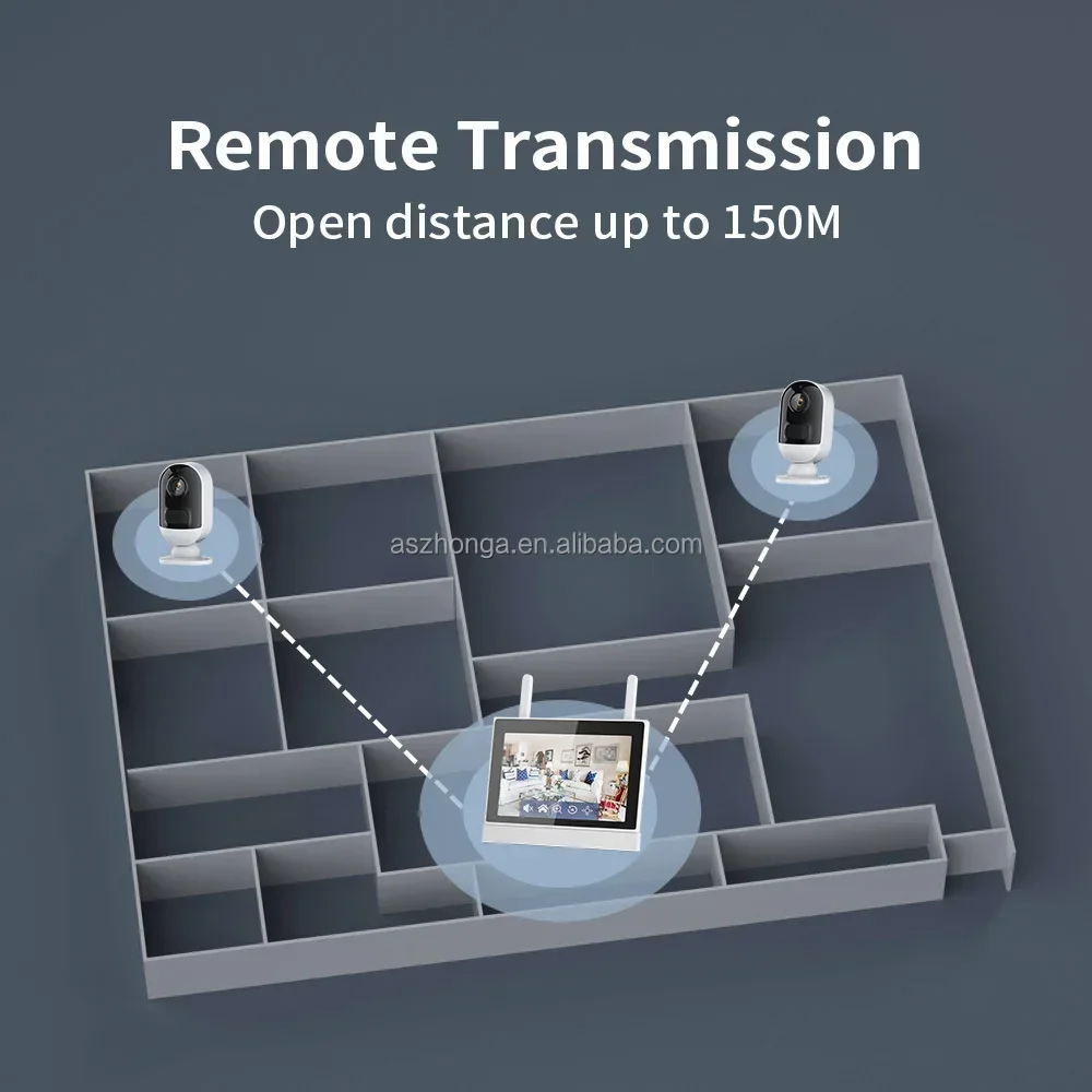 2/4CH Mini Pintar Nirkabel Ip Jaringan Keamanan Rumah Pengawasan CCTV Baterai Sistem Kamera 3MP WiFi 7 Inci LCD Nvr Kit