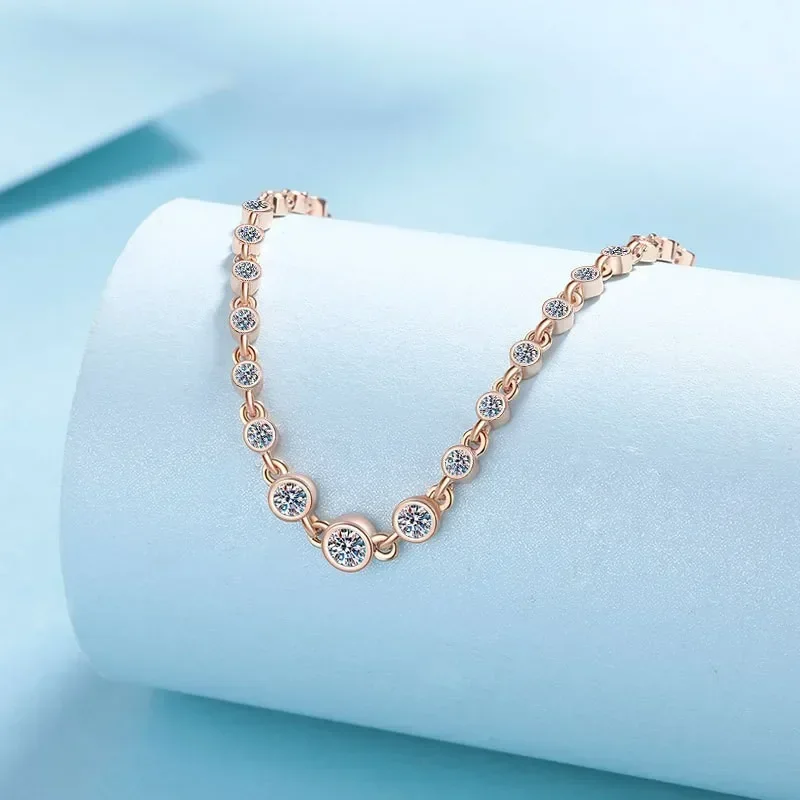 Exquisite Bubble Moissanite Bracelet Total 0.87carat Platinum PT950 Light Luxury High Quality18K Champagne Gold Diamond Bracelet