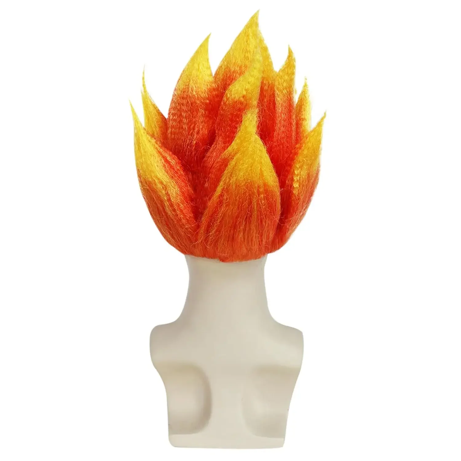 Perruque de Cosplay synthétique pour hommes, perruque de flamme Orange à pointes, perruque courte de feu, tenue pour fête d'halloween