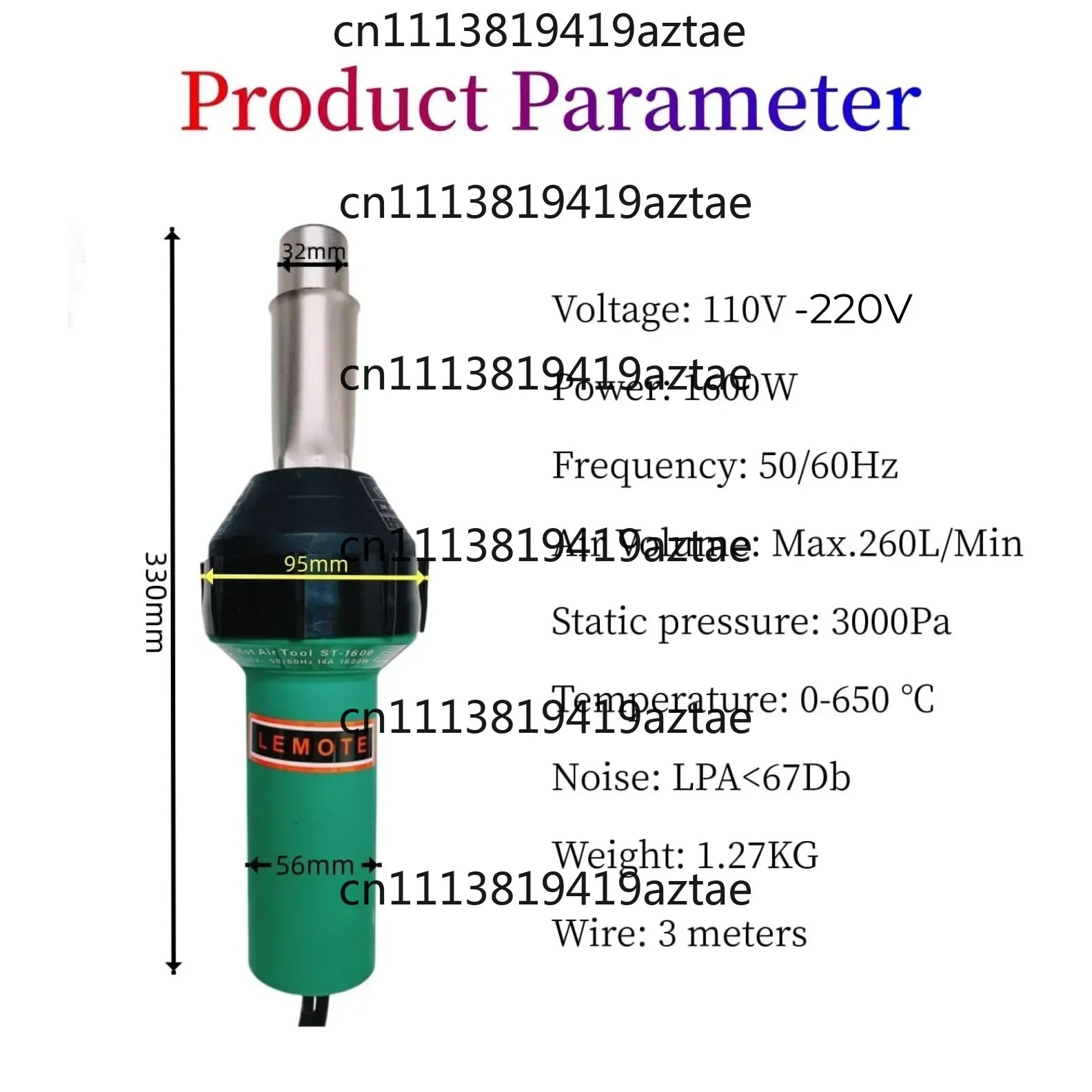 1600W Adjustable Temperature Hot Air Plastic Welding Gun Kit PVC TPO Roofing Welder with Speed Nozzle and Roller