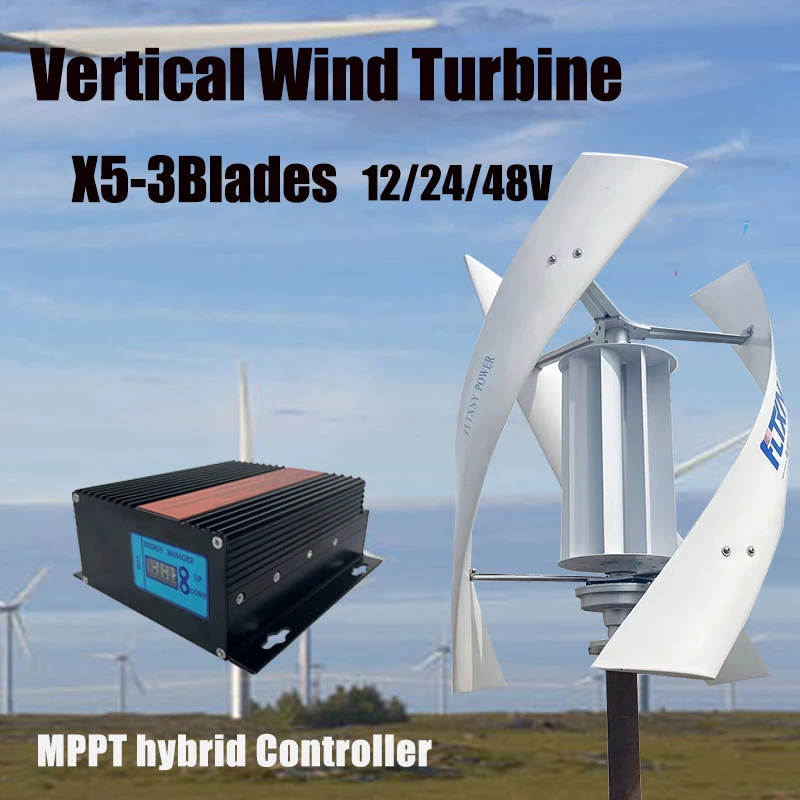 20KW Wind Vertical Turbine Generator Alternative Free Energy Windmill 12V 24V 48V MPPT Hybrid Controller For Camping