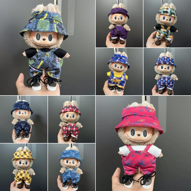 New Mini plush doll clothing suitable for 15-17cm Labubu Overalls set clothes Accessories