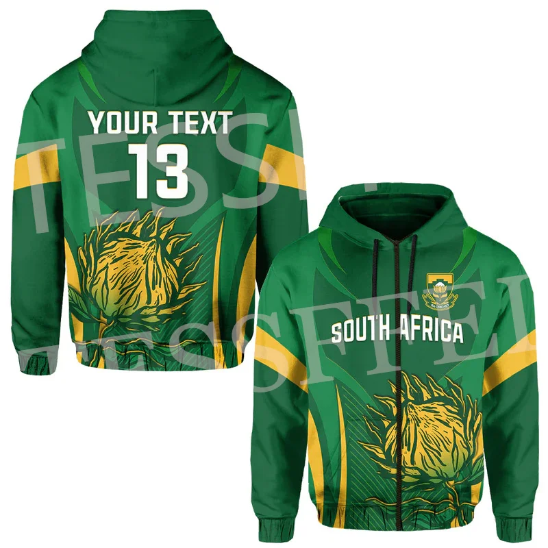 NewFashion Custom Name Africa Country South Africa Flag Tattoo Retro Tracksuit 3DPrint Harajuku Casual Pullover Jacket Hoodies A