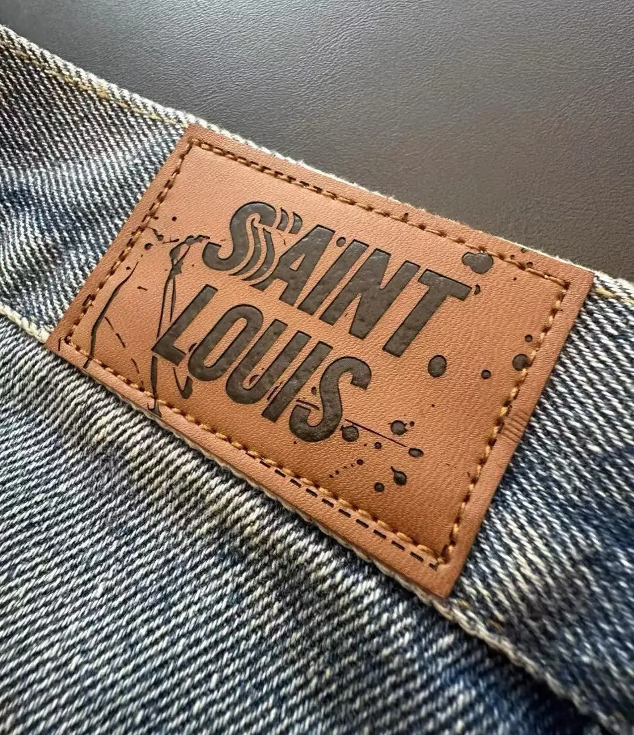 Jeans SSSAINT LOUIS de alta qualidade lavados e desgastados homens mulheres estilo graffiti vintage solto respingos jeans