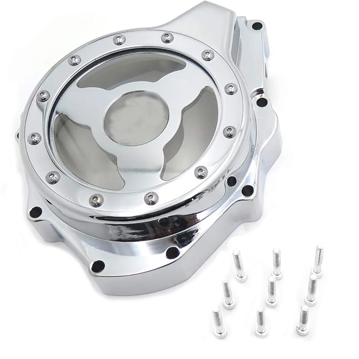 Voor Suzuki Hayabusa Gsxr1300 1998-2012 Zwart Linkerkant Verchroomde Carter Motor Stator Cover Glas See Through