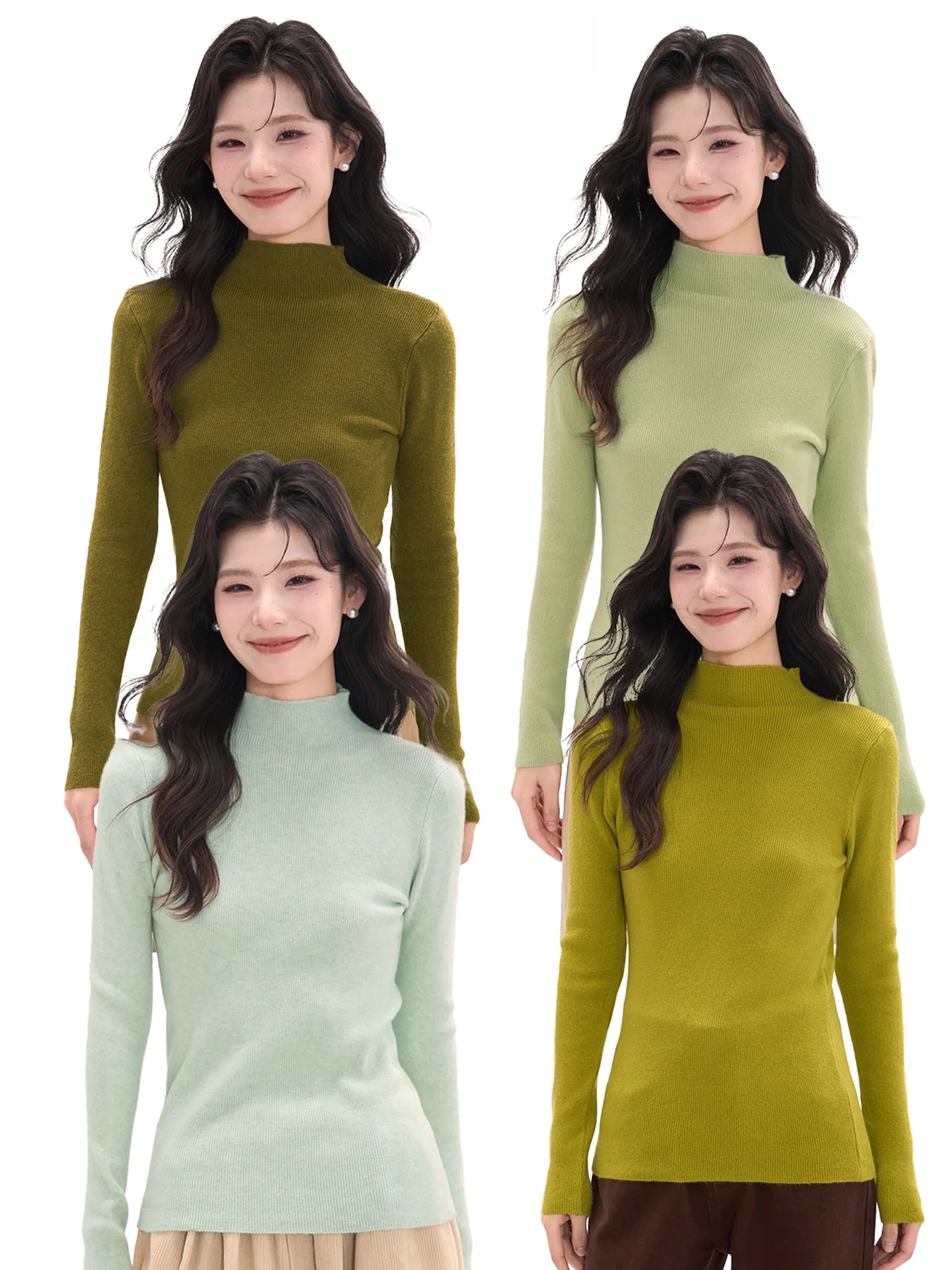 

Heme Knitted Plu Casual f High Collar Slim Fit Base irt Autumn Winter Faionable Versatile Comfortable Soft Acrylic L...