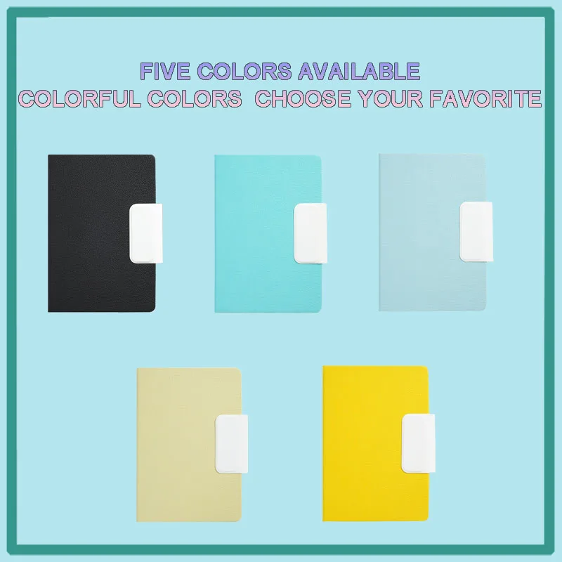 1 Pcs A5 Free Design Custom Logo Color Printing Notebook PU Cover Simple and Generous Solid Color Magnetic Buckle Notebook Diary