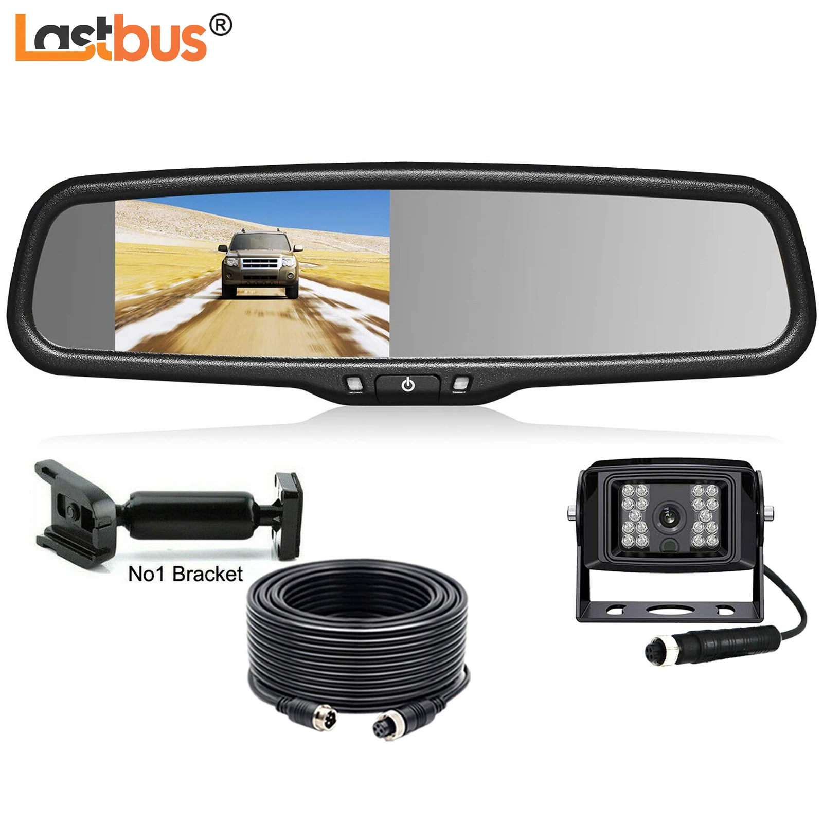 

Lastbus 4.3" Car Rear View Mirror Monitor Bracket 4PIN Rear View Camera Waterproof IP68 18 IR LEDs Night Vision 12-24v Ford Jeep