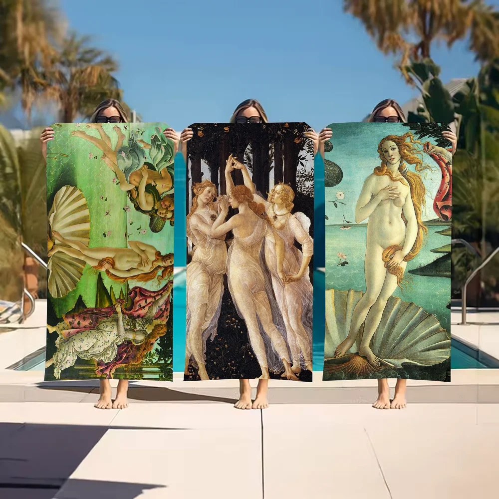 

Fashion S-Sandro Botticelli Art Towel Beach Towel Large Size Outdoor Travel Camping Absorbent toallas Towels Summer Swimming