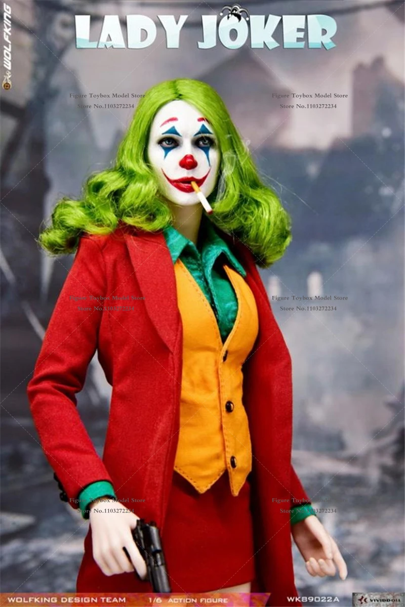 In Stock WOLFKING WK89022 1/6 Red Cloth Movable Female Joker Action Figure DC Villain Delicate 12