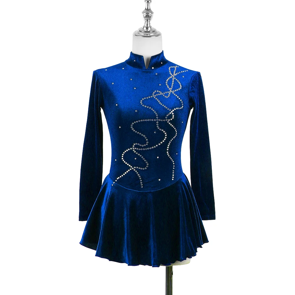 Zagitova Figure Skating Dress For Women Girls Ice Skating Skirt Performance Competition Korean Velvet Blackish Green