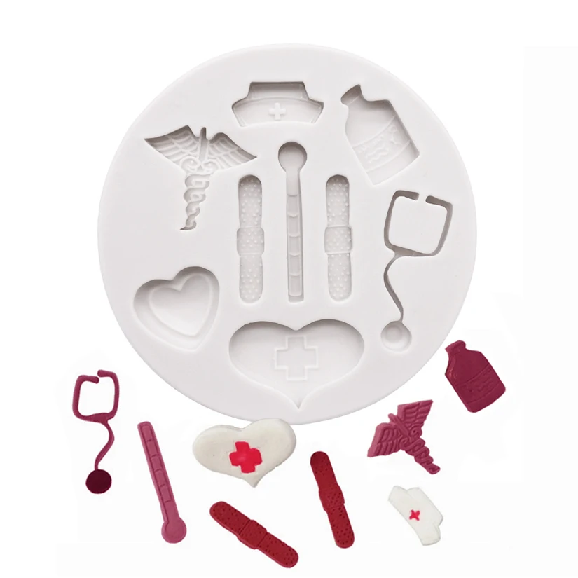 Stethoscope Medical Hospital Tools Silicone Mold Sugarcraft Cupcake Chocolate Baking Mold Fondant Cake Decorating Tools