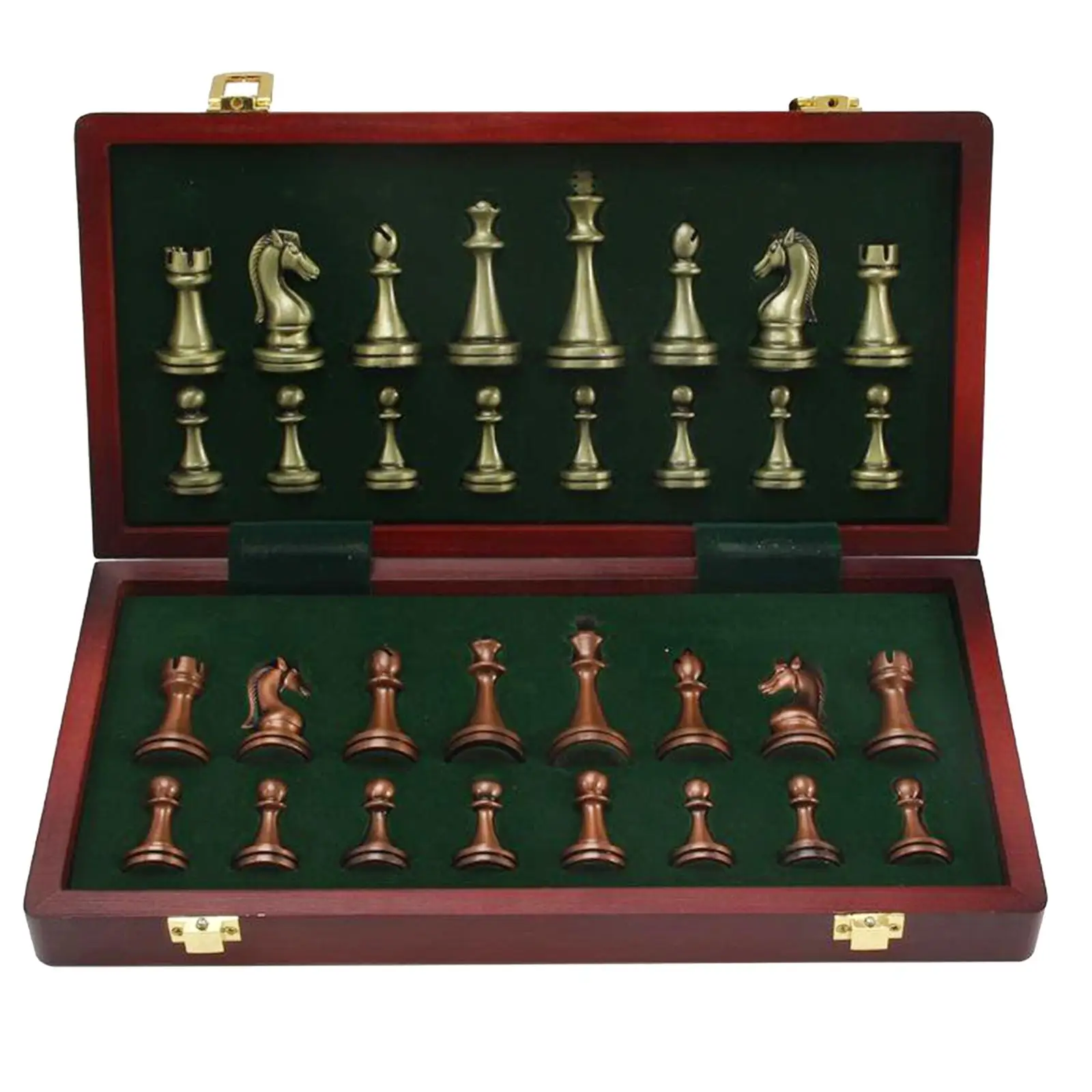 30cm Folding Chessboard Metal Chess Kit,Elegant Chess Pieces Chessman Set,Built in Storage