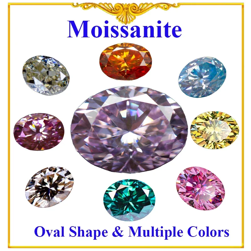 

Moissanite A Group Style Oval Shape Multiple Colors VVS1 DIY Charms Beads for Jewelry Earrings Making with GRA Certificate