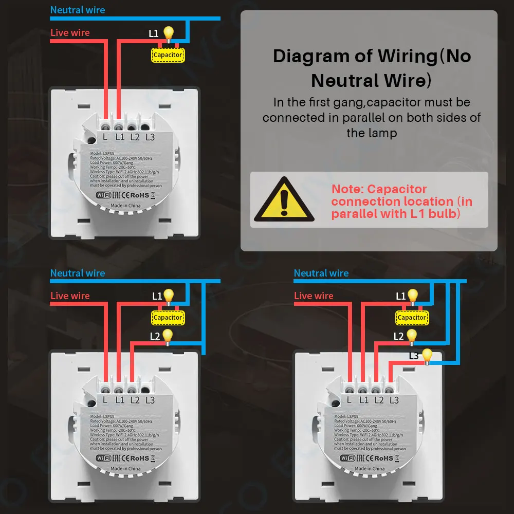Tuya Smart WiFi Light Switch Push Button No Neutral Wire Switch Smart Life Voice Control Via Alexa Google Home Yandex Alice