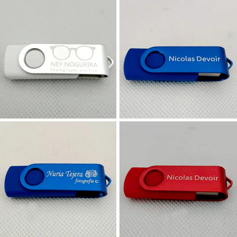 50 ชิ้น/ล็อตฟรีโลโก้ที่กําหนดเอง USB 2.0 แฟลชไดรฟ์ 16GB Rotatable High Speed Memory Stick 4GB 8GB สีสันธุรกิจของขวัญไดรฟ์ปากกา