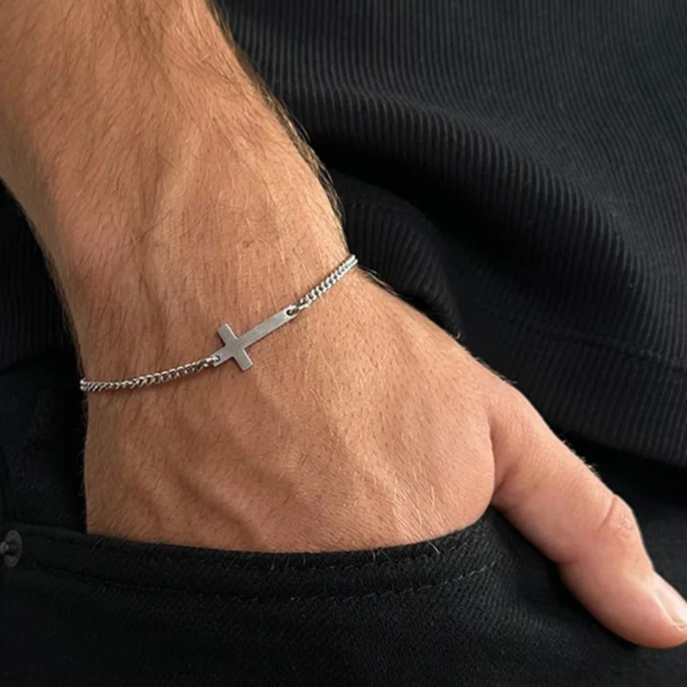 Men's Cross Bracelet, Religious Bracelet,Christian Bracelet,Catholic Bracelet,Men's Jewelry,Christian Gift,Religious Gift