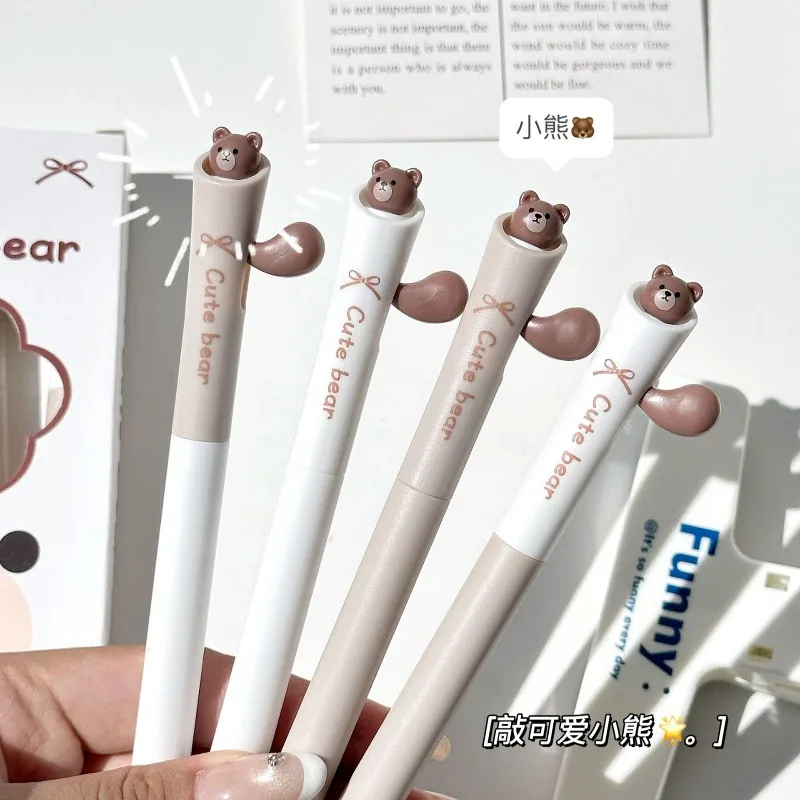 Cute Brown Bear Neutral Pen High Value Ins Junior and High School Students Exam Quick Drying Smooth Brush Question Black Pen