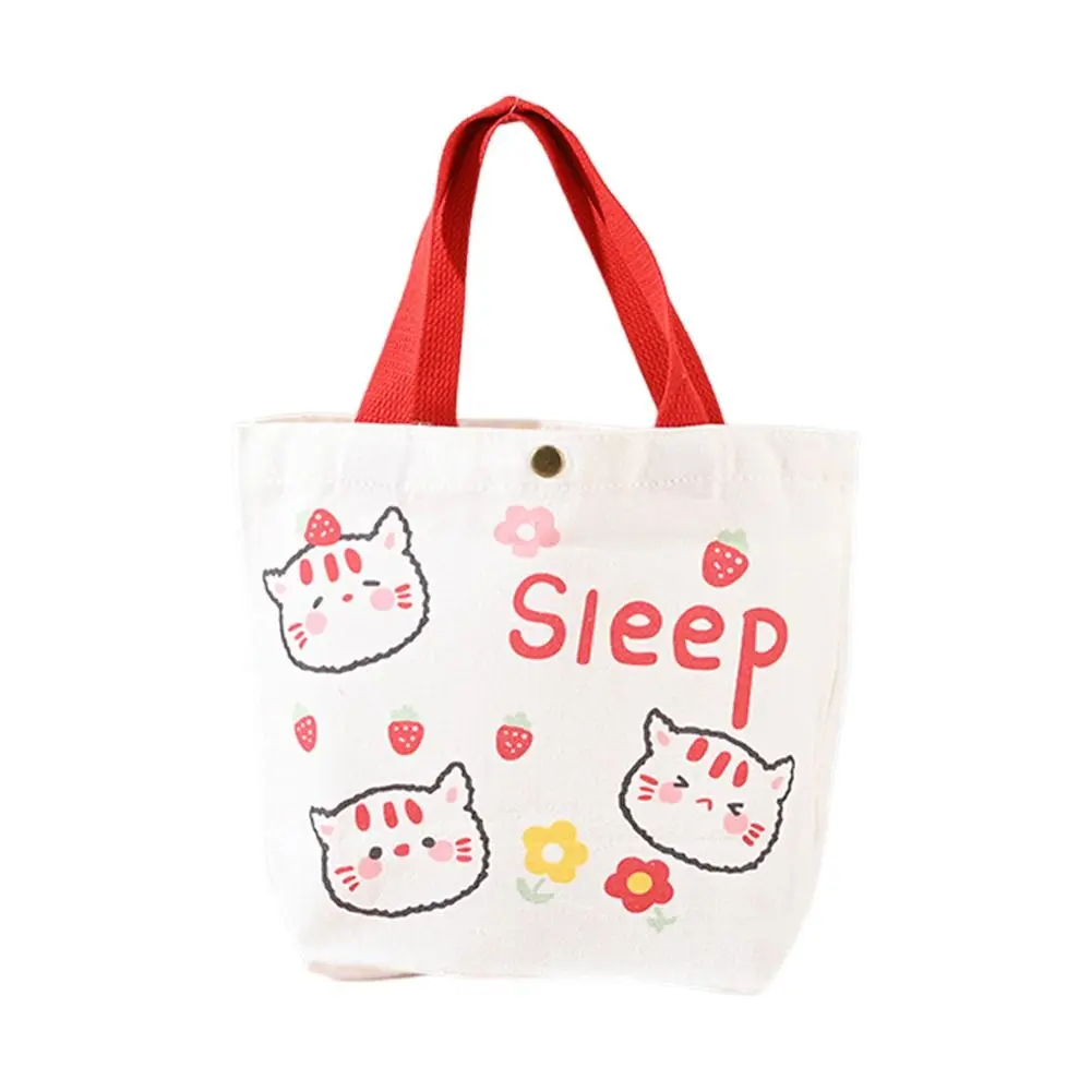 Fashion Peach Canvas Tote Bag Canvas Big Capacity Mini Handbags Cartoon Lunch Bag Travel