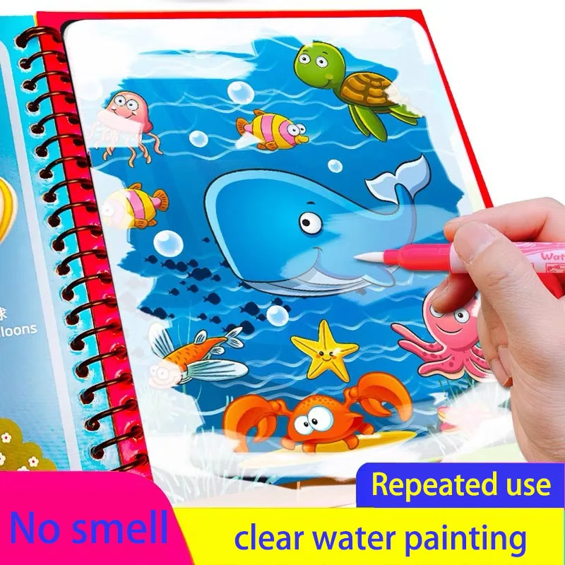 Livre de dessin à l'eau magique pour enfants, Puzzle réutilisable pour la maternelle, livre de coloriage pour bébé, Graffiti à plusieurs reprises, livre d'images à l'eau