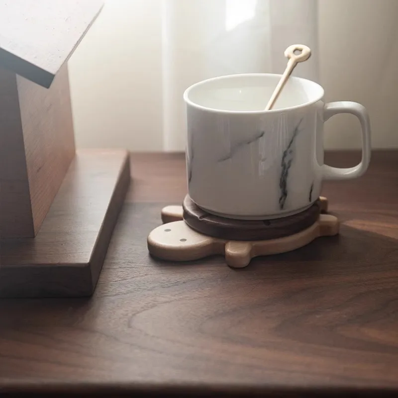 Creative Little Turtle Cup Covers - Home Use Wooden Cup Insulation Pad for Water Cups Dining Table Solid Wood Tea Cup Covers