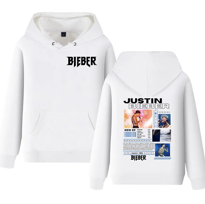 Rapper JUSTIN BIEBER Tour 2025 new album Hoody Men Hip Hop Casual High Quality Sweatshirt Unisex Retro harajuku Hoody Streetwear