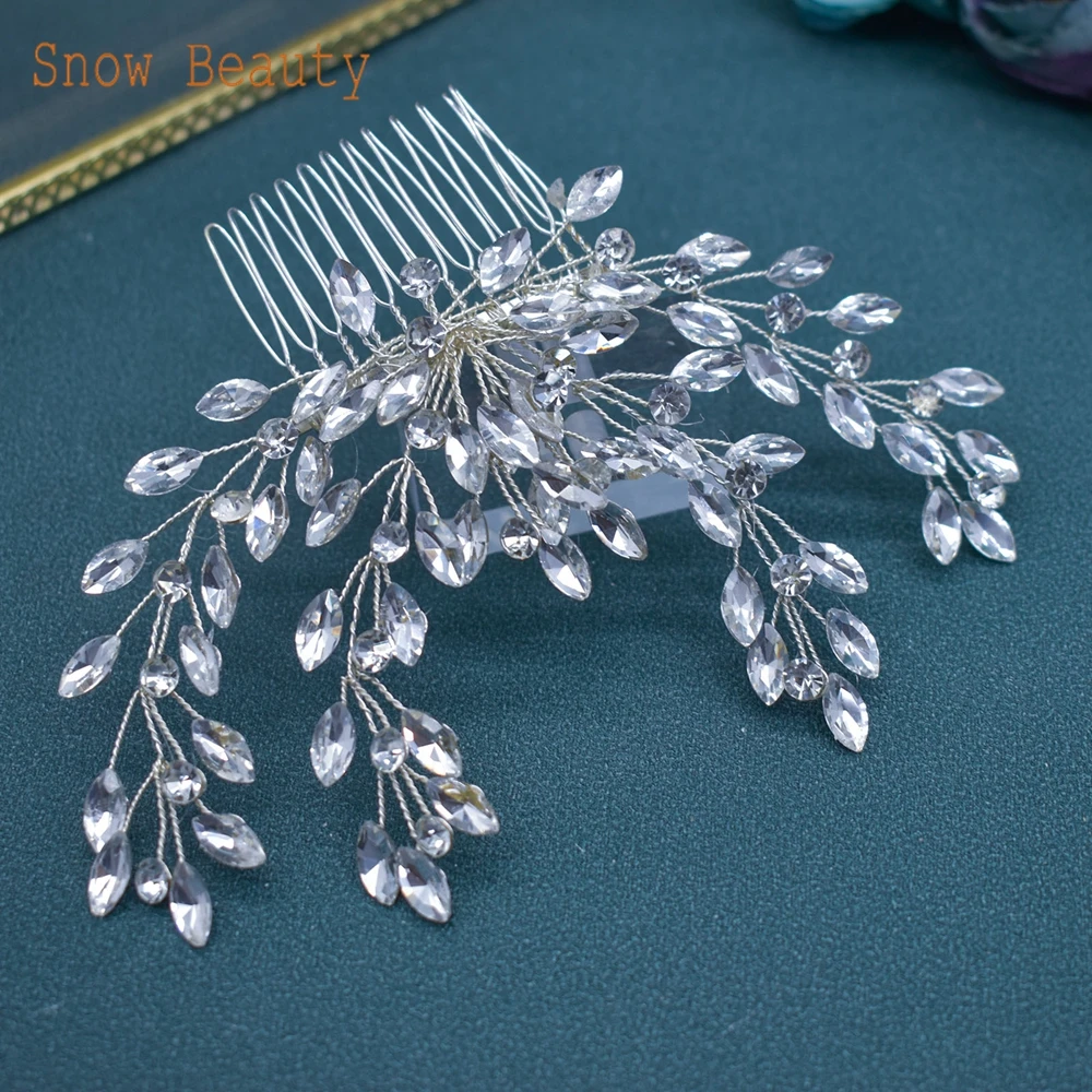 A487 eleganti forcine da sposa fermagli per capelli da sposa in cristallo di moda accessori per capelli da sposa con strass copricapo per capelli da ballo