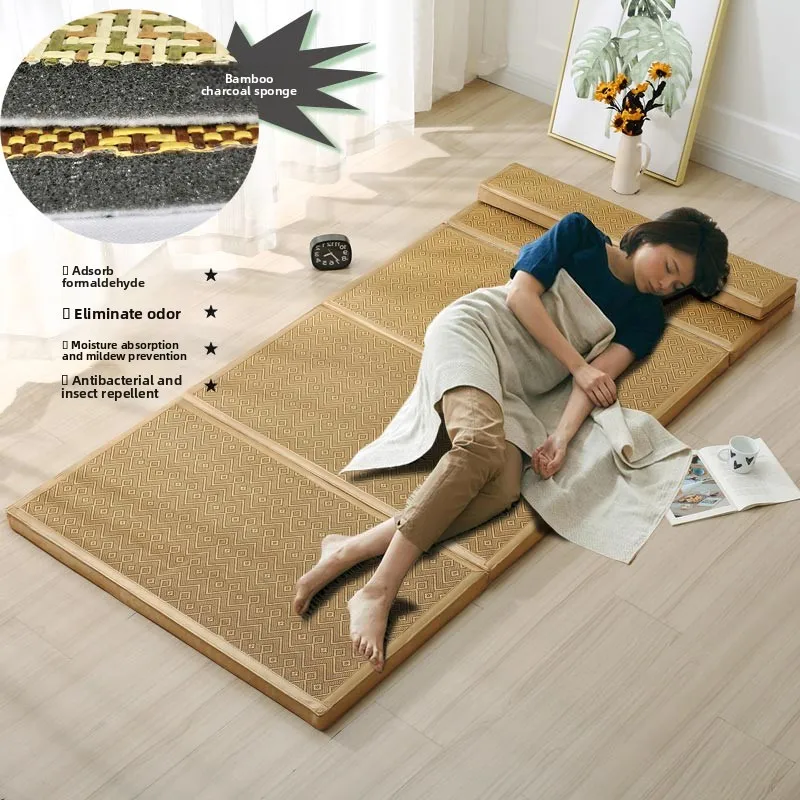 

Natural Rattan Mat Breathable and Wear-Resistant Folding Mattress Sponge Sleeping Mat Four Seasons Dormitory Mattress for Home