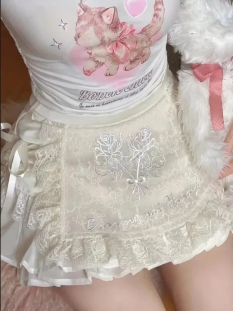 Ensemble jupe et chemisier doux à manches longues pour femmes, vêtements d'extérieur décontractés, jupe courte Kawaii Y2K, olympiques Lolita, français, fête, automne, 2023, 2 pièces