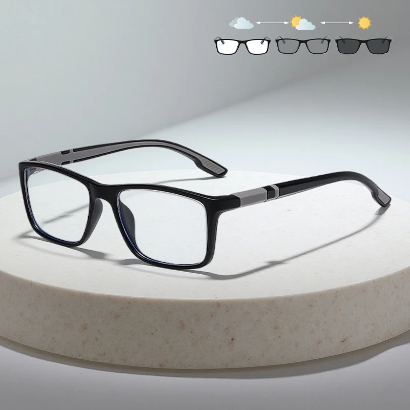 

Ultra Lightweight Square Photochromic Reading Glasses Men Women Classic Anti-blue Light Glasses Fashion Presbyopic Eyeglasses