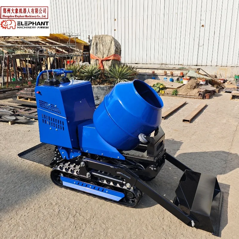 Mini Tracked Concrete Mixer Loader with Durable Mixing Bucket All-in-One Crawler Type Concrete Mixer Loader