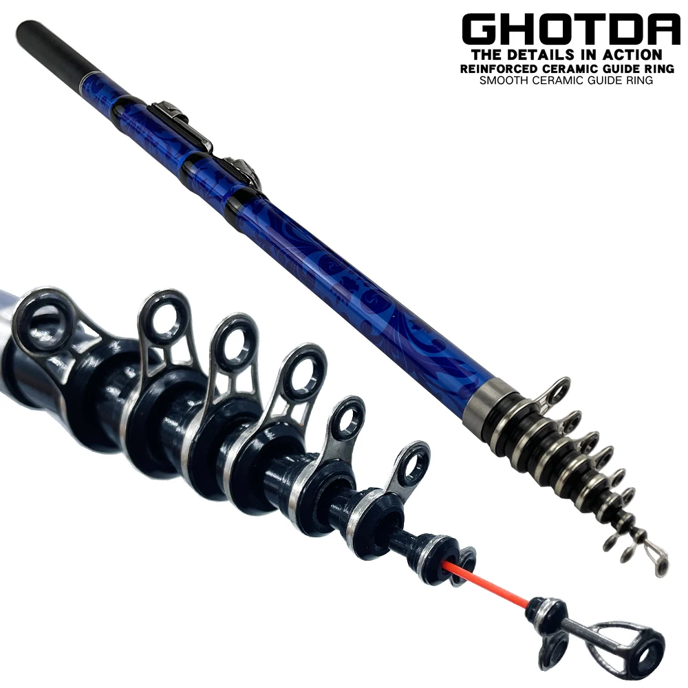 Blue Rock Rod 1.5M 1.8M 2.1M 2.4M 2.7M 3M Fishing Rod Tough Carbon Telescopic Rod M Power Travel Sea Boat Rock Flow Fishing Rod