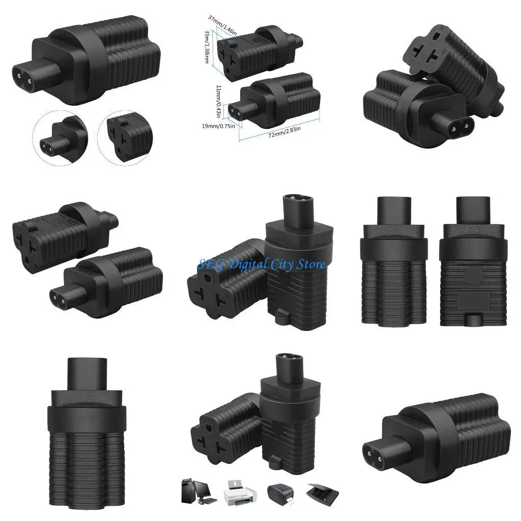 

U75B IEC320 C8 to Nema 5 6-15 US UPS Extension Power Plug Adapter,IEC320 C8 Male Plug to Nema 5 6-15 US 2Pin